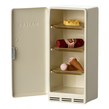 Lodówka metalowa Mouse Off white 14 cm z jedzeniem Maileg